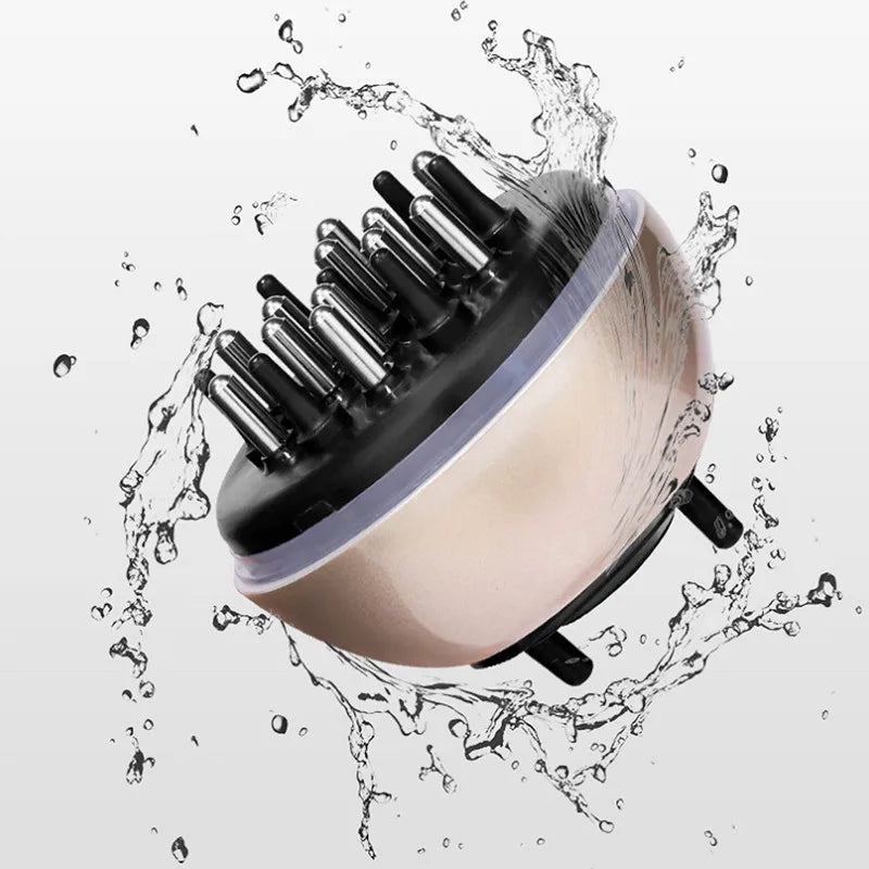 Hair massager with water droplets on a white background