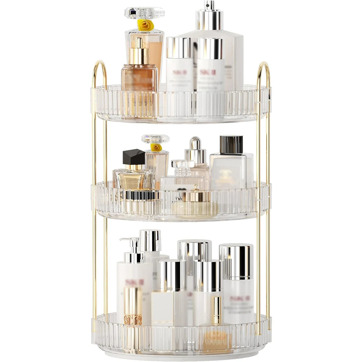360 rotating makeup organizer for vanity and skincare storage