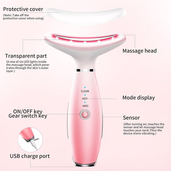 3-mode facial and neck massage beauty device