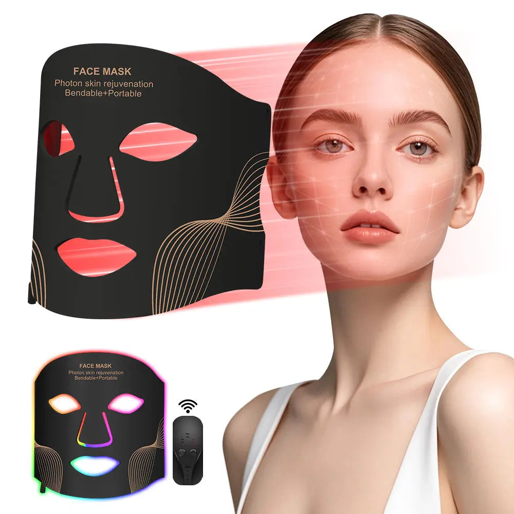 7-color LED red light therapy face mask for at-home skincare