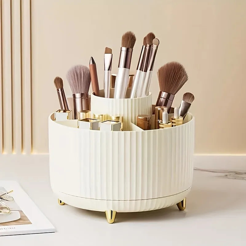 360° Rotating Makeup Organizer – Clear Cosmetic Storage Box