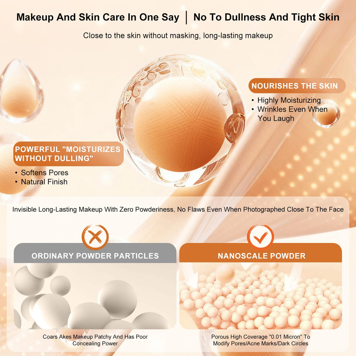 3-Color Spray Foundation with Brush – Buildable Full Coverage