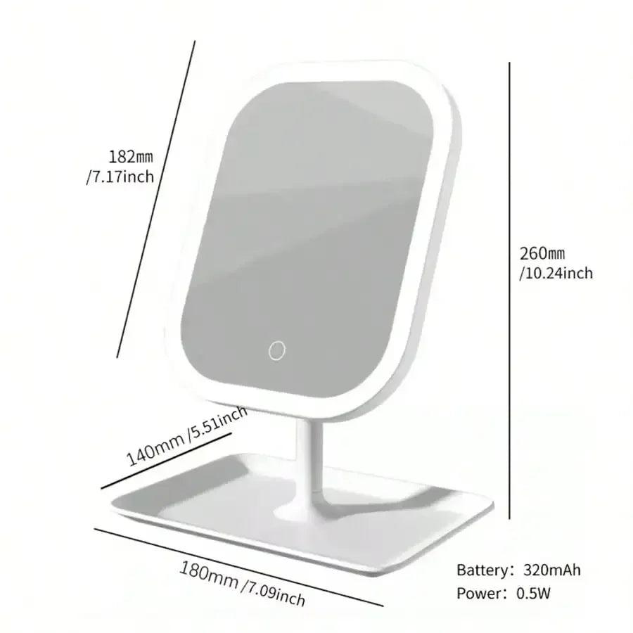 LED Makeup Vanity Mirror with Lights & Storage Base