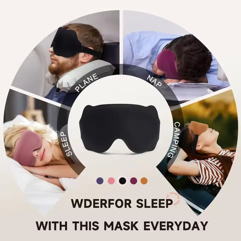 3D Contoured Sleep Mask for Women & Men – Light Blocking