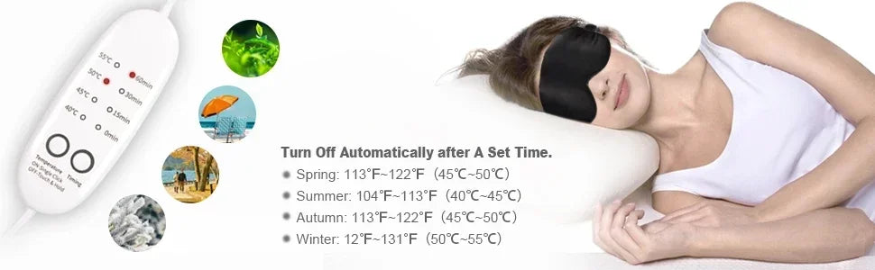 USB Heated Silk Eye Mask with Timer for Relaxing Eye Care