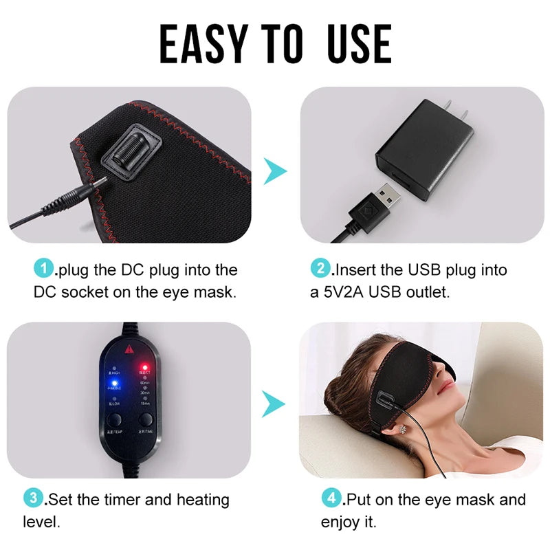 Heated Eye Massage Mask with Vibration & 3-Level Heat