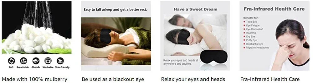 USB Heated Silk Eye Mask with Timer for Relaxing Eye Care