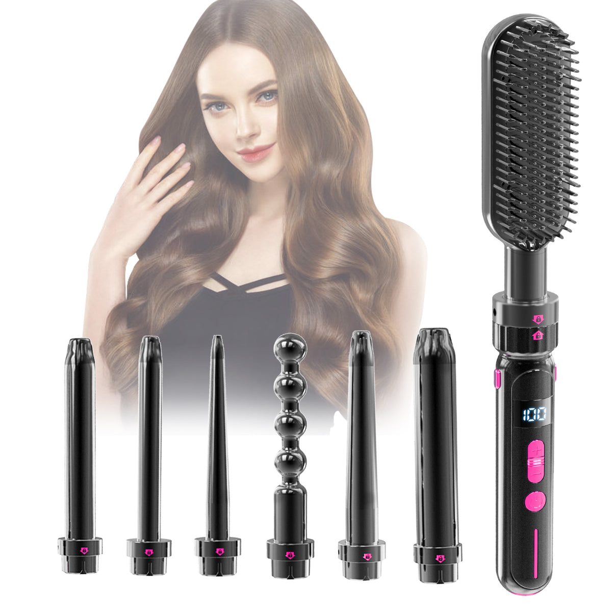 Adjustable temperature ceramic hair curler for different hair types