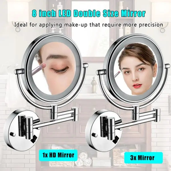 3X magnifying vanity mirror for detailed makeup application