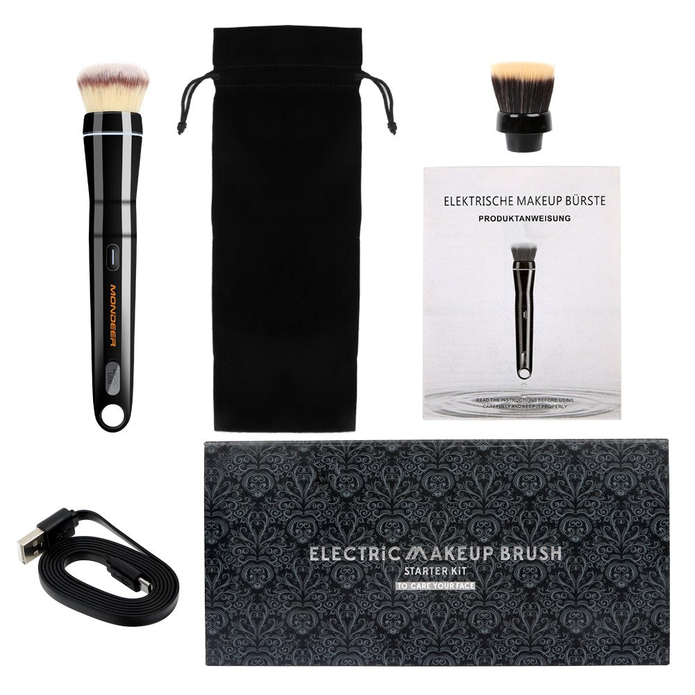 Portable electric makeup brush for foundation and blush application