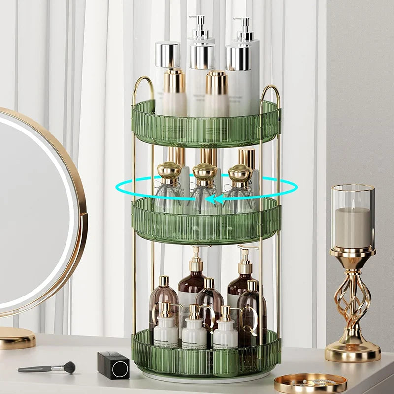 Large capacity cosmetic organizer for vanity countertop