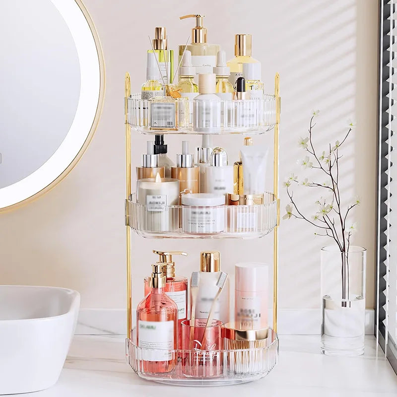 Large capacity countertop makeup and skincare organizer