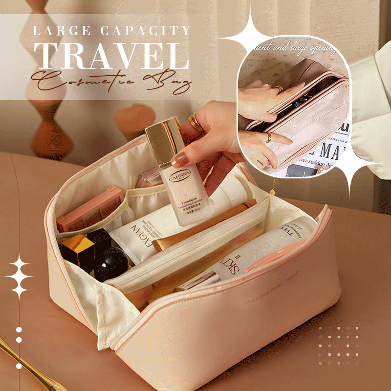 Large travel makeup bag for women with spacious storage