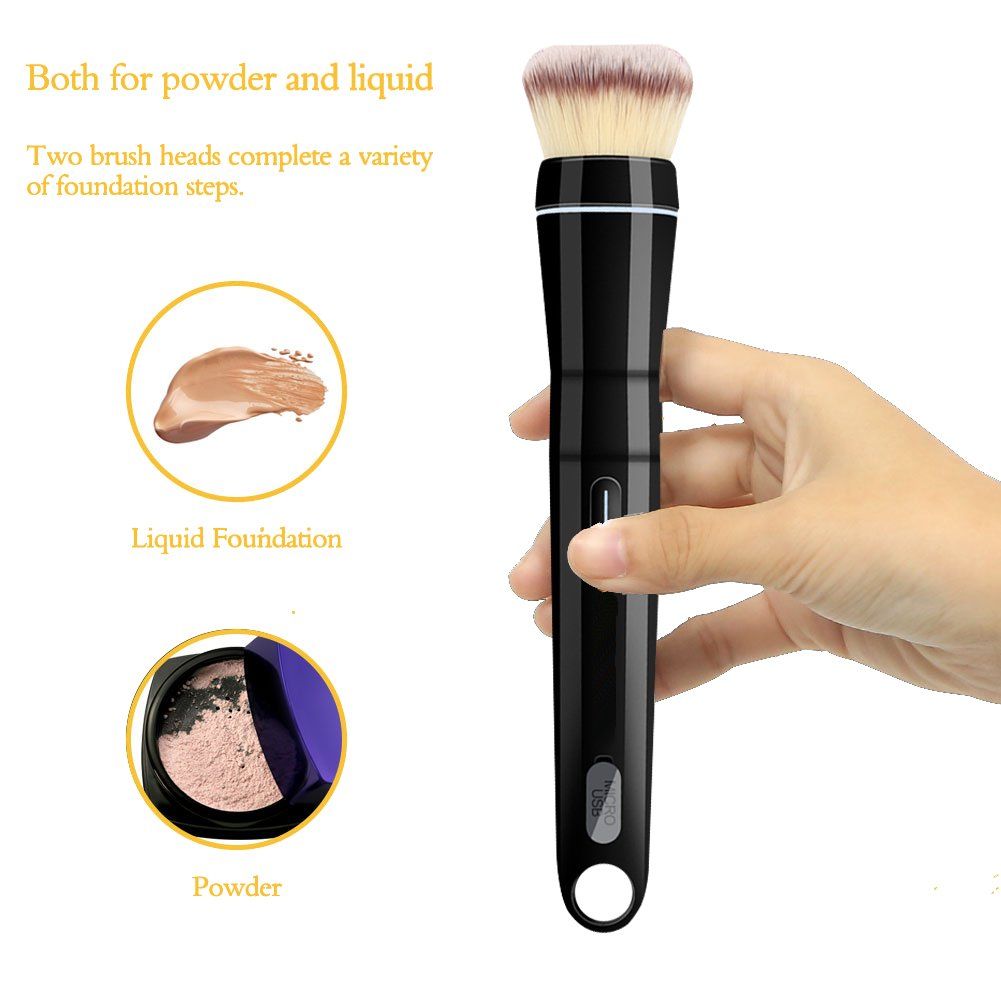 Rechargeable rotating electric makeup brush for smooth makeup application