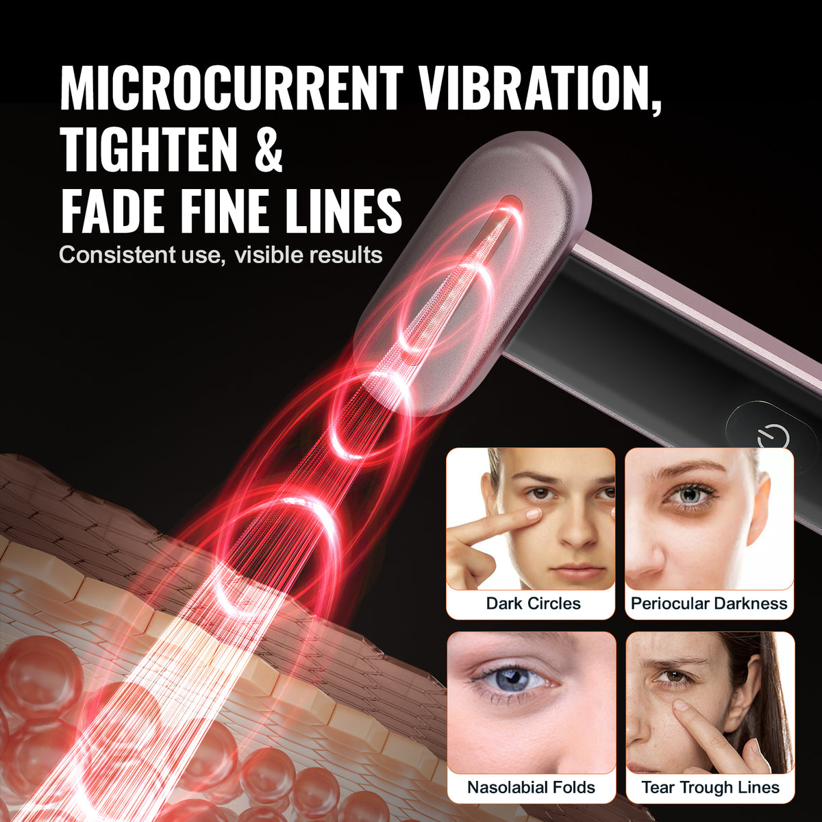Portable LED beauty wand for at-home facial care