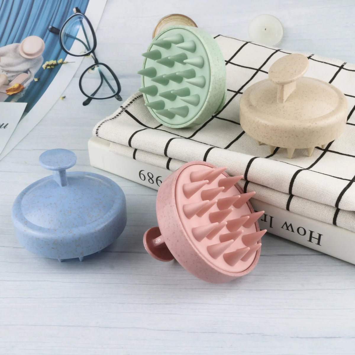 Manual shampoo scalp massager with comfortable handle