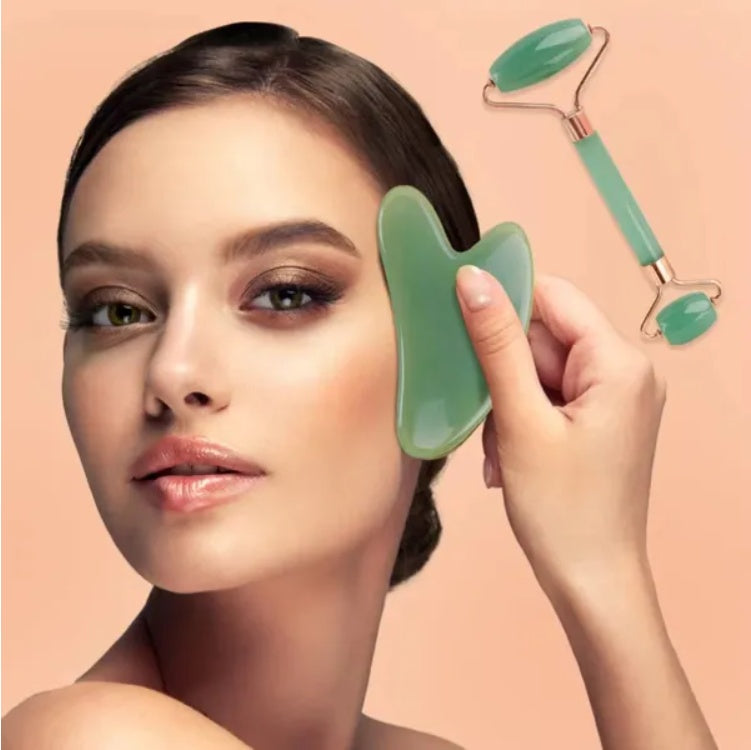 2-piece gua sha facial massage set for face and neck