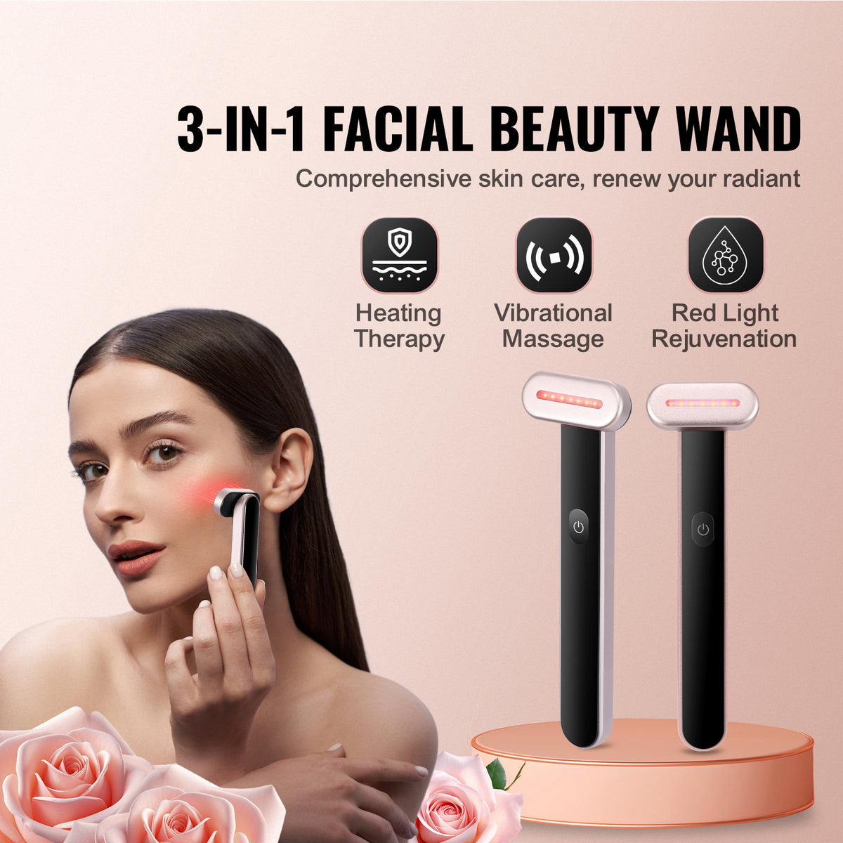 7-color LED facial wand for face and neck skincare