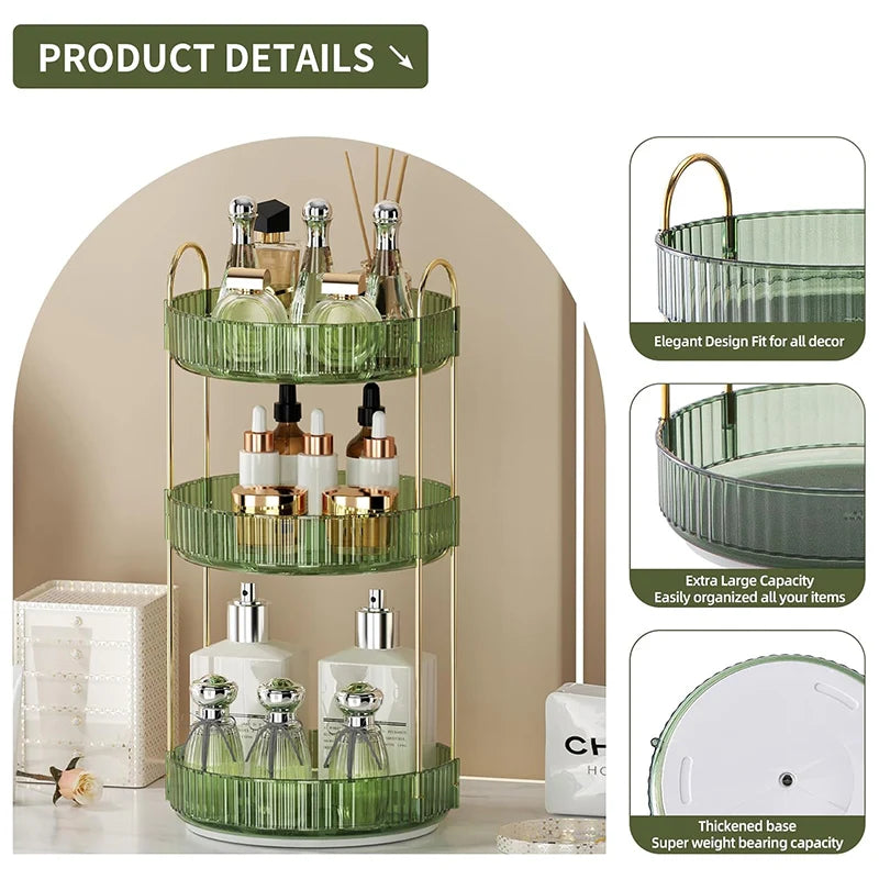 360° Rotating Skincare & Makeup Organizer – Large Capacity