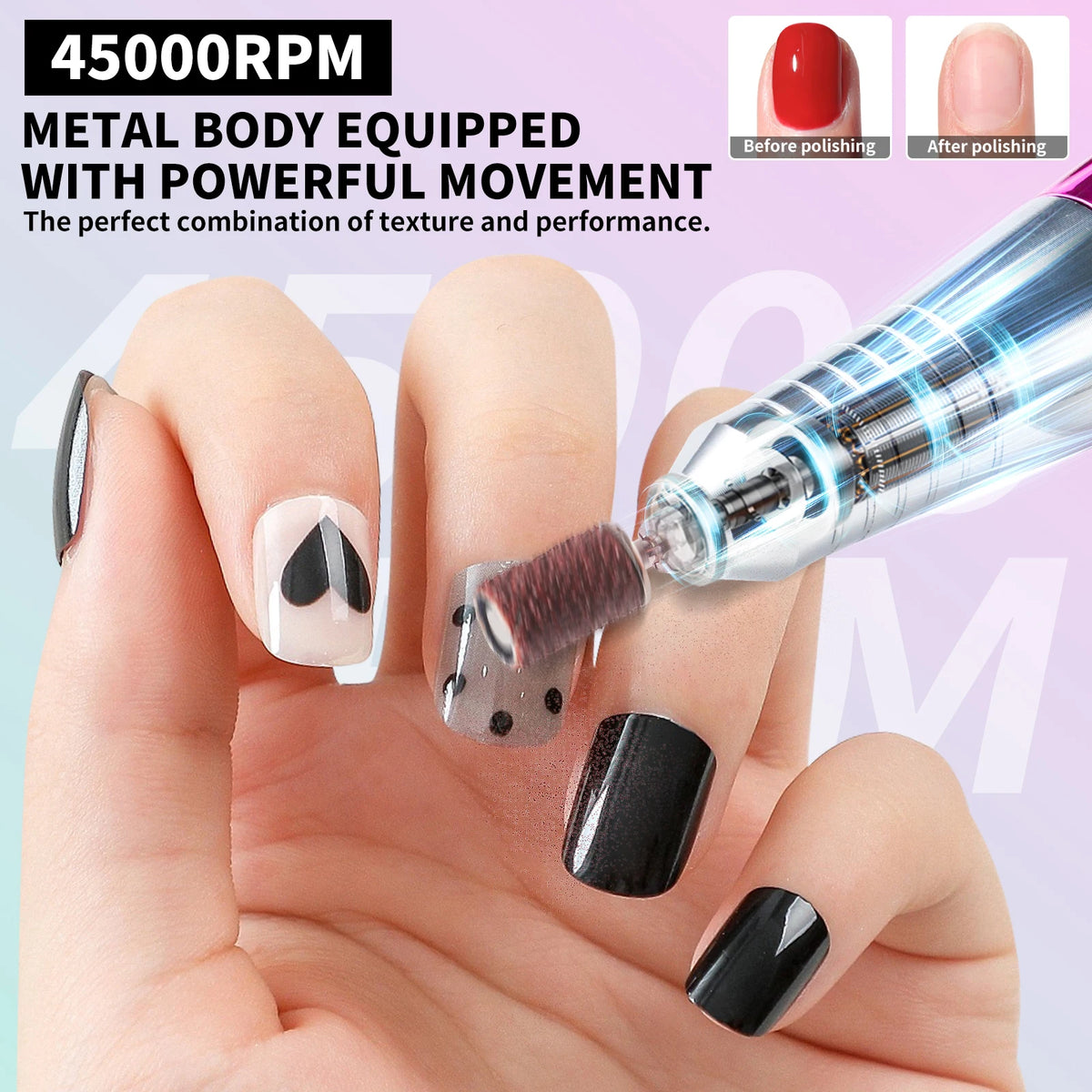 Professional 40,000 RPM Rechargeable Electric Nail Drill Kit