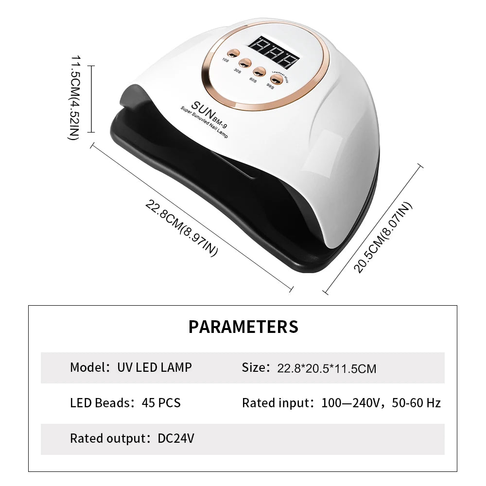 45W UV LED Nail Lamp for Gel Polish, Fast Curing Nail Dryer