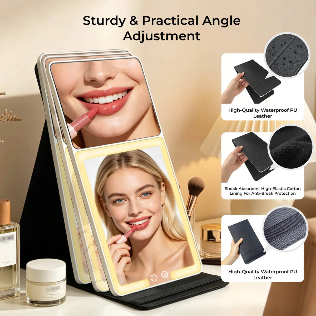 Rechargeable LED Makeup Mirror with 1X & 20X Magnification