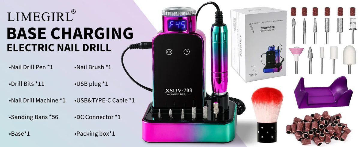 Professional 40,000 RPM Rechargeable Electric Nail Drill Kit