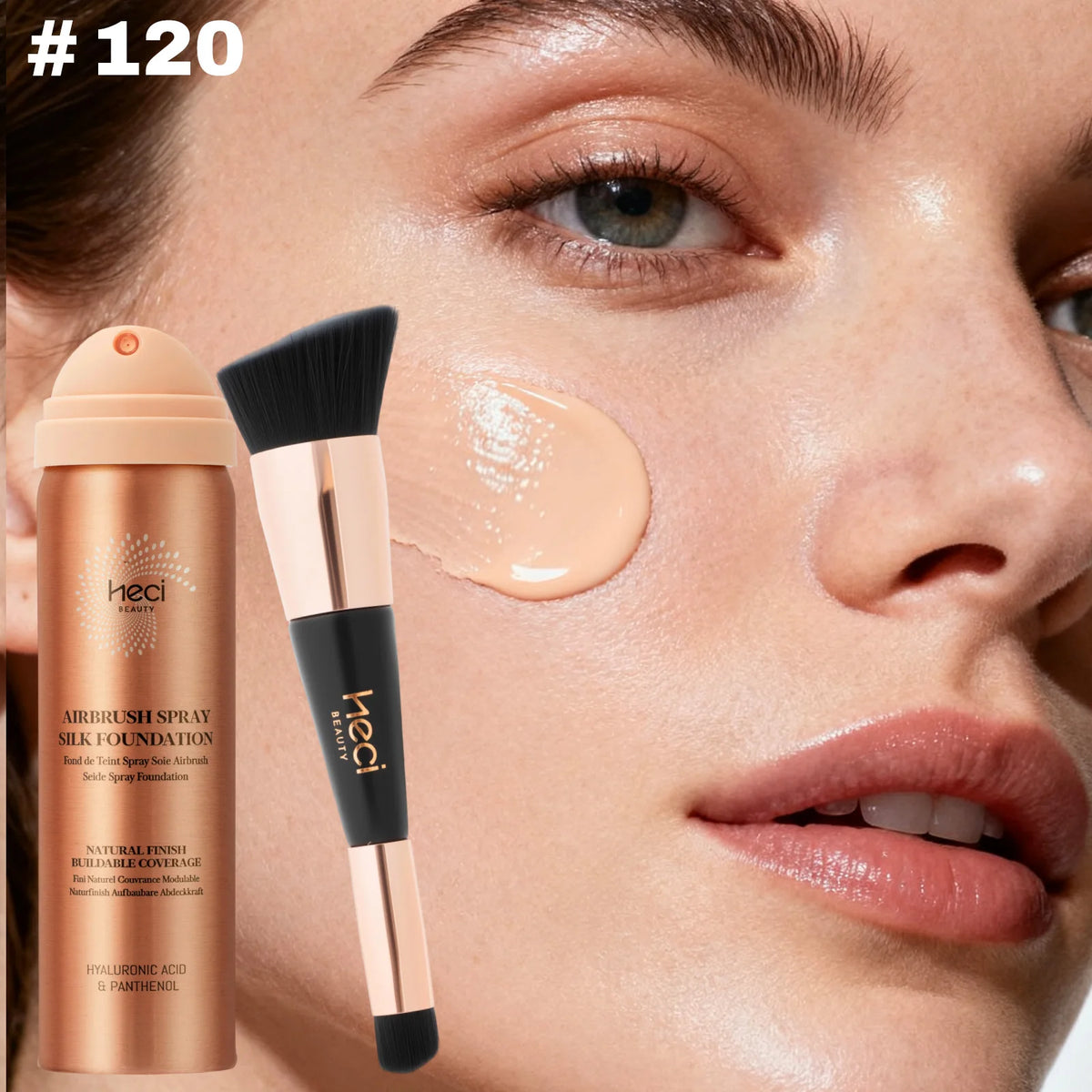 3-Color Spray Foundation with Brush – Buildable Full Coverage