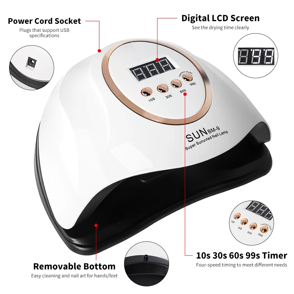45W UV LED Nail Lamp for Gel Polish, Fast Curing Nail Dryer