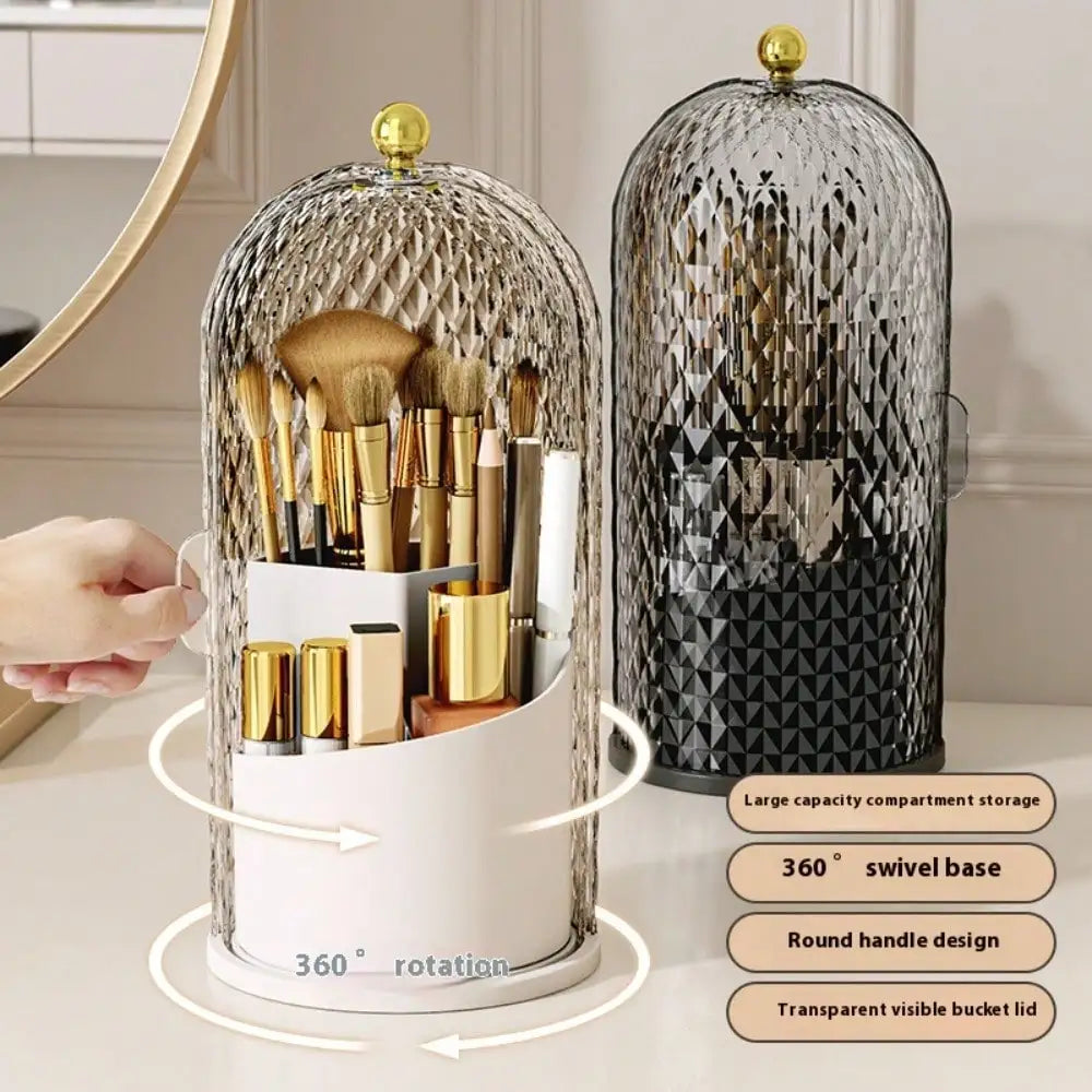 360° Rotating Makeup & Skincare Organizer with Dustproof Lid