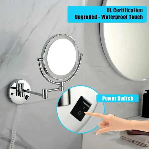 LED Wall-Mounted Vanity Mirror with 3X Magnification