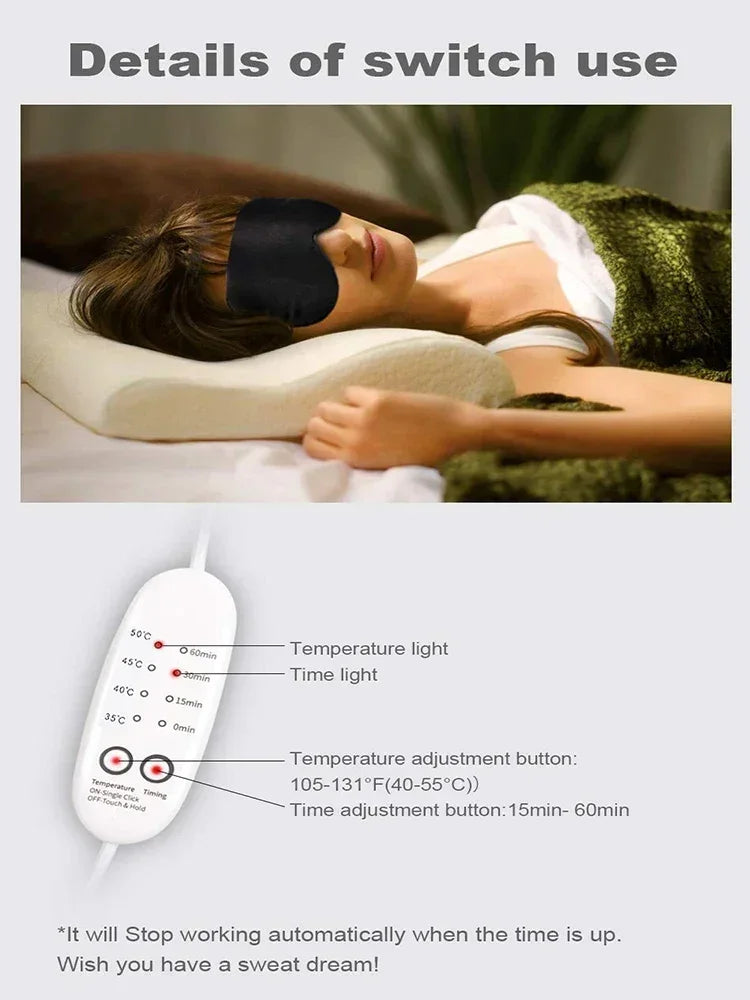 USB Heated Silk Eye Mask with Timer for Relaxing Eye Care