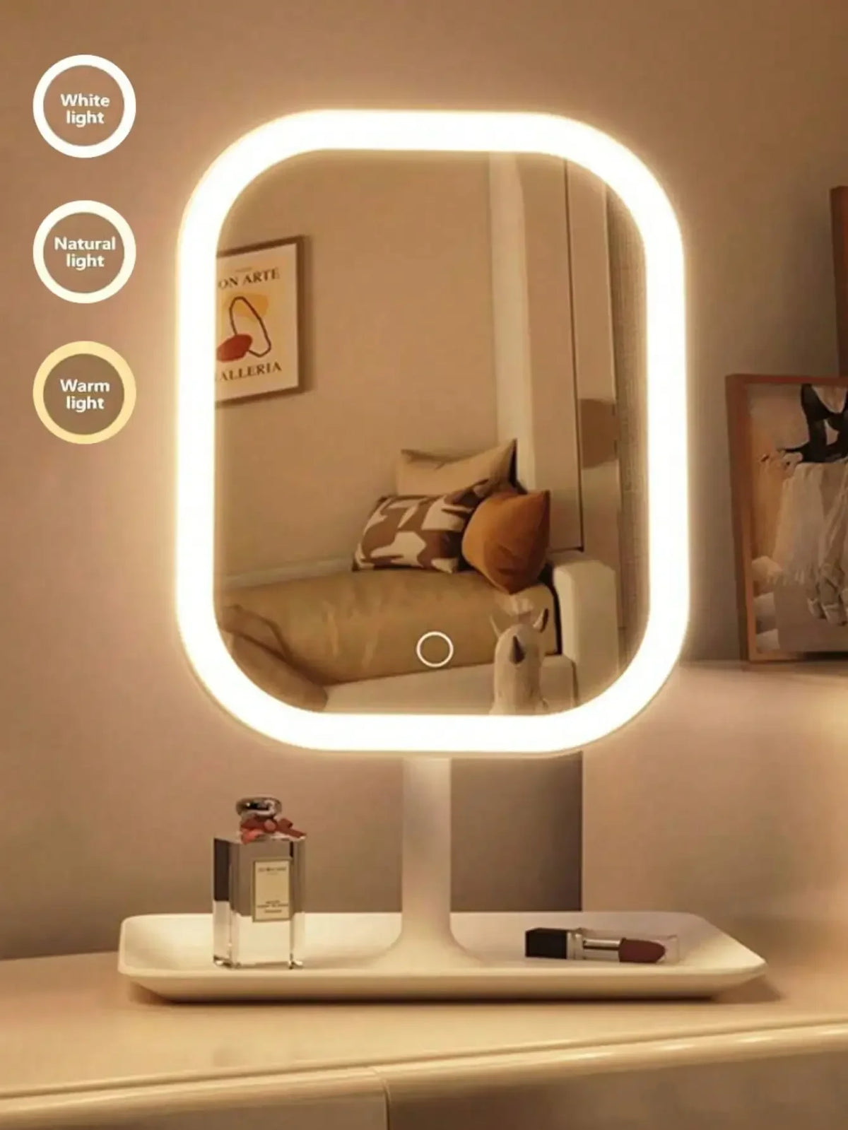 LED Makeup Vanity Mirror with Lights & Storage Base