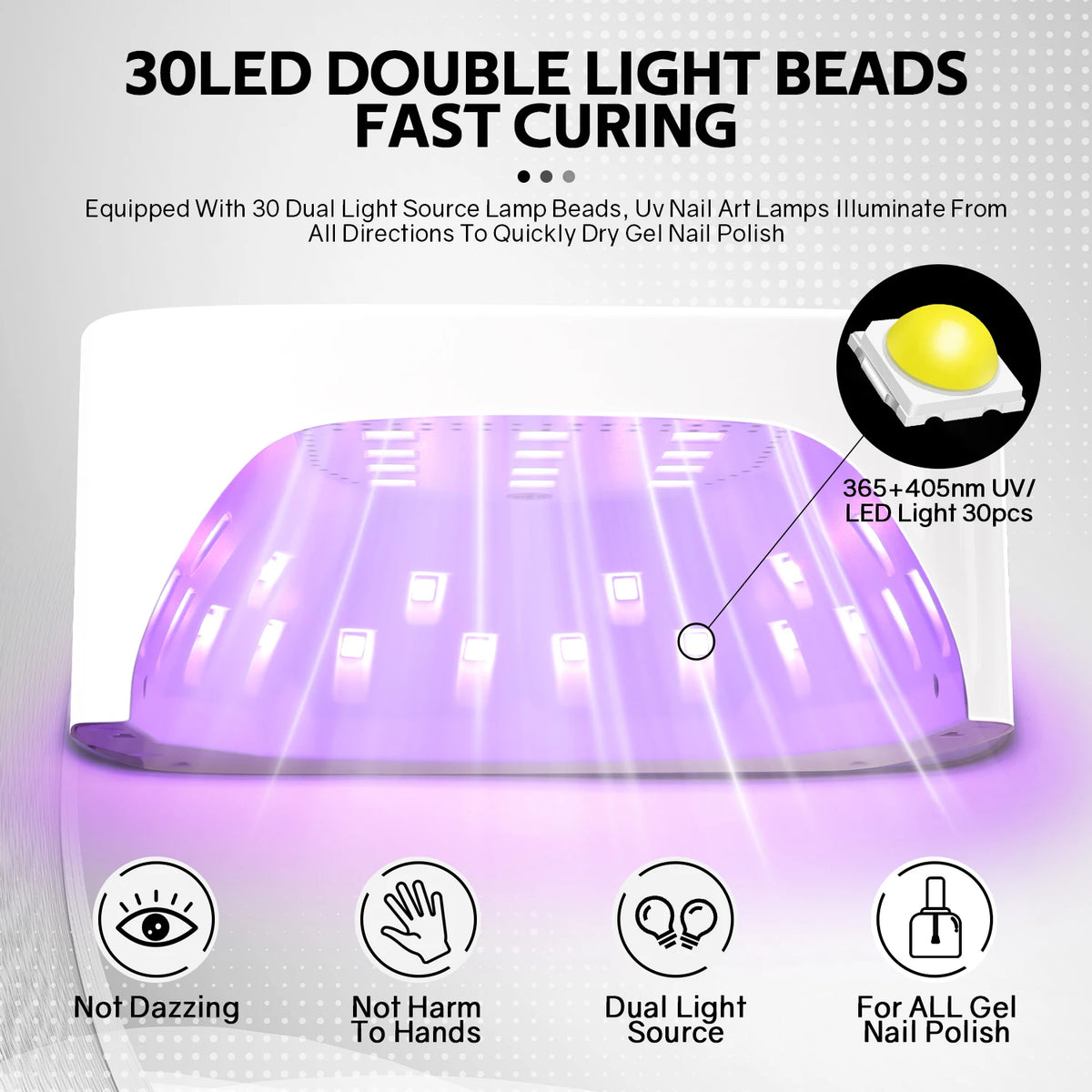 Rechargeable UV LED Nail Lamp for Gel Polish – 30 LED Beads