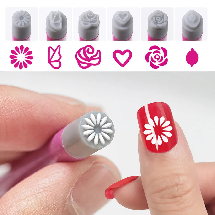 4/6Pcs Nail Art Stamp Pen Set – DIY Floral & Butterfly Designs