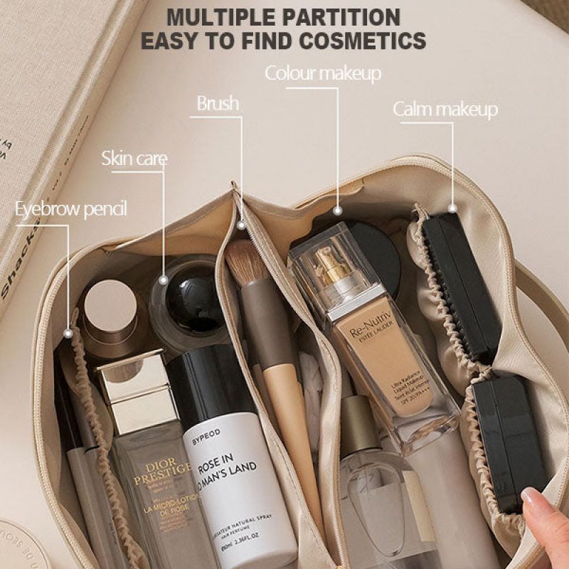 Double layer cosmetic organizer for travel and everyday use