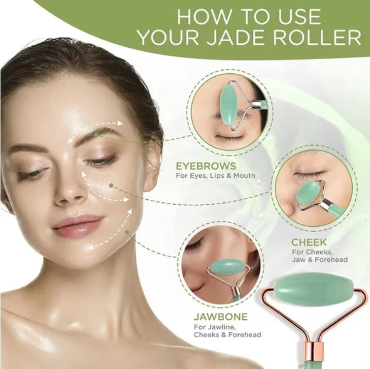 Woman using gua sha tool for facial massage