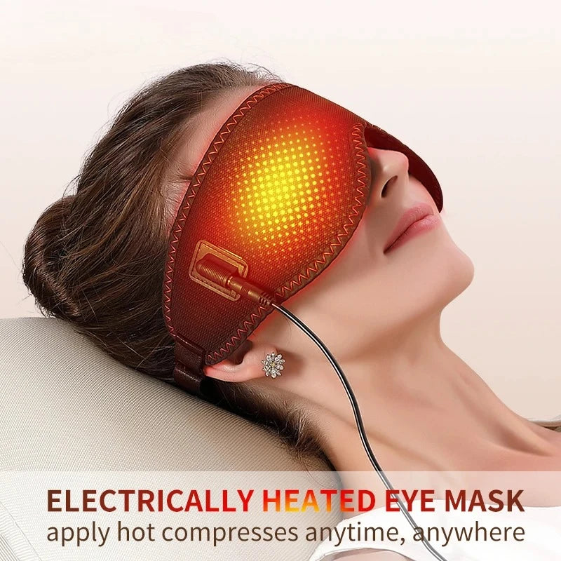Heated eye massage mask with vibration and adjustable heat