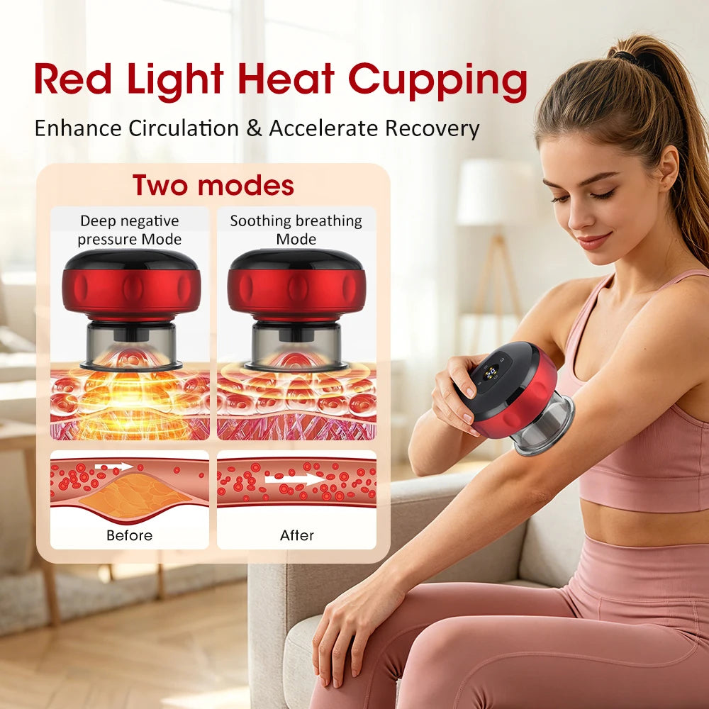 Heated vacuum cupping massager for at-home body relaxation
