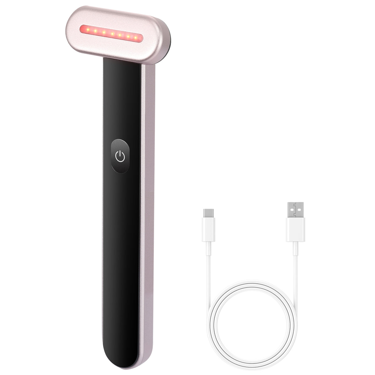 LED facial wand with heat microcurrent and vibration