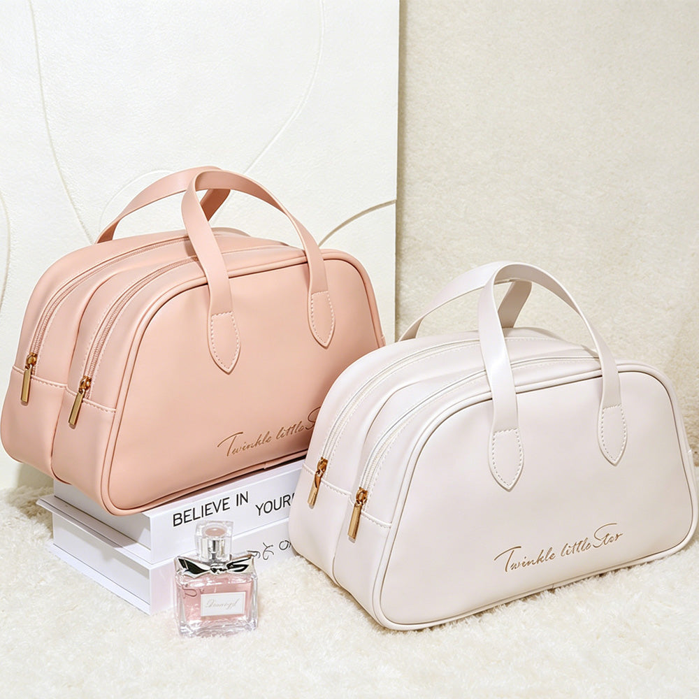 Portable cosmetic organizer bag with multiple pockets