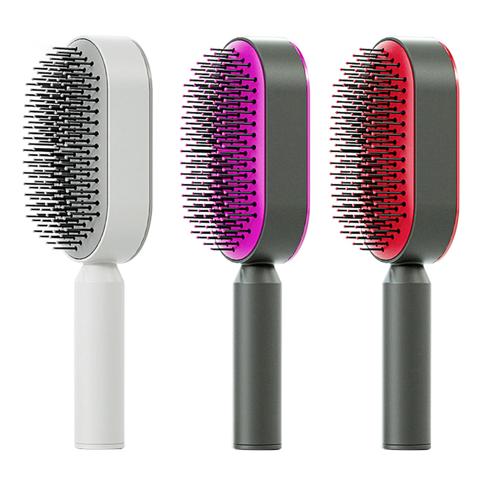 One-key self-cleaning hair brush removing trapped hair