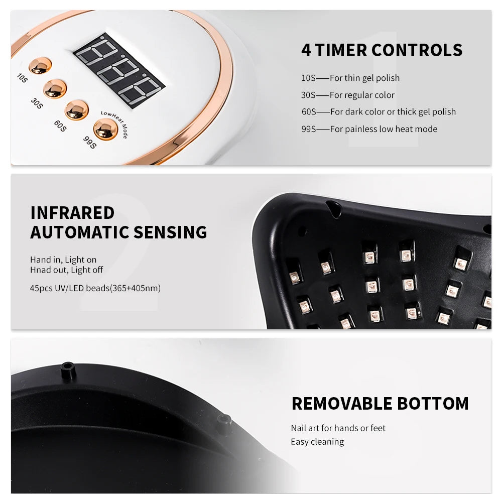 Portable nail curing lamp with LED display
