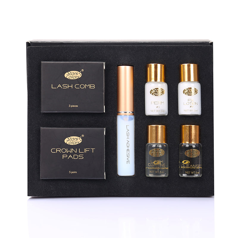 Professional eyelash lift kit with lifting pads and application brushes