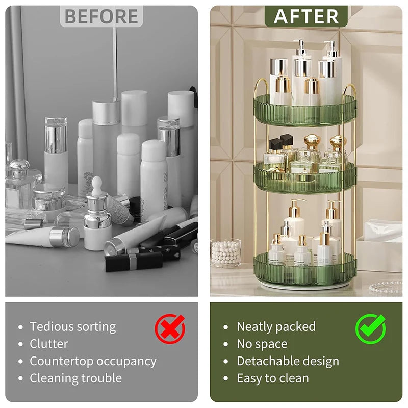 Rotating skincare storage organizer with multiple compartments