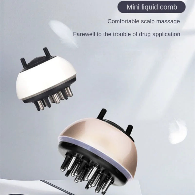 Mini liquid comb for scalp massage on a light gray background