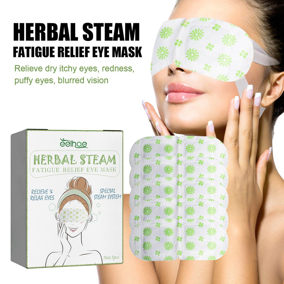 5PCS self-heating steam eye masks for relaxation