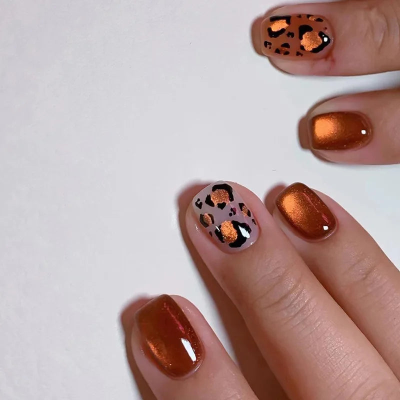 Short square red press-on nails for everyday wear