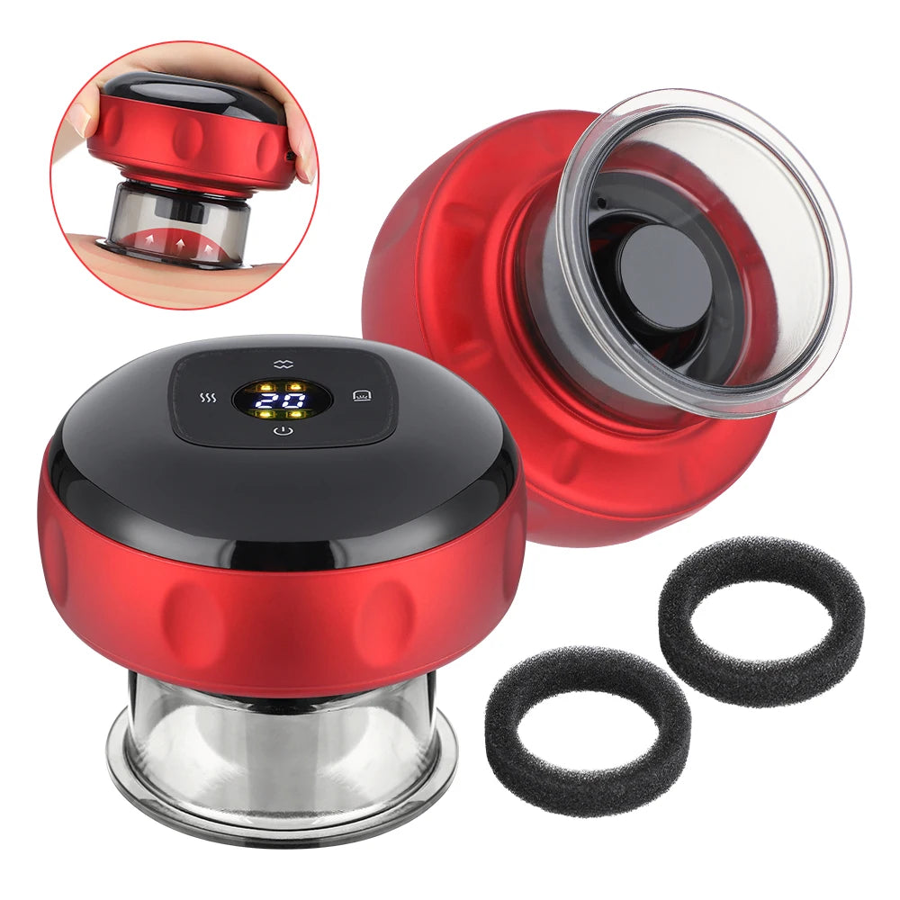Smart electric cupping massager with adjustable suction and heat