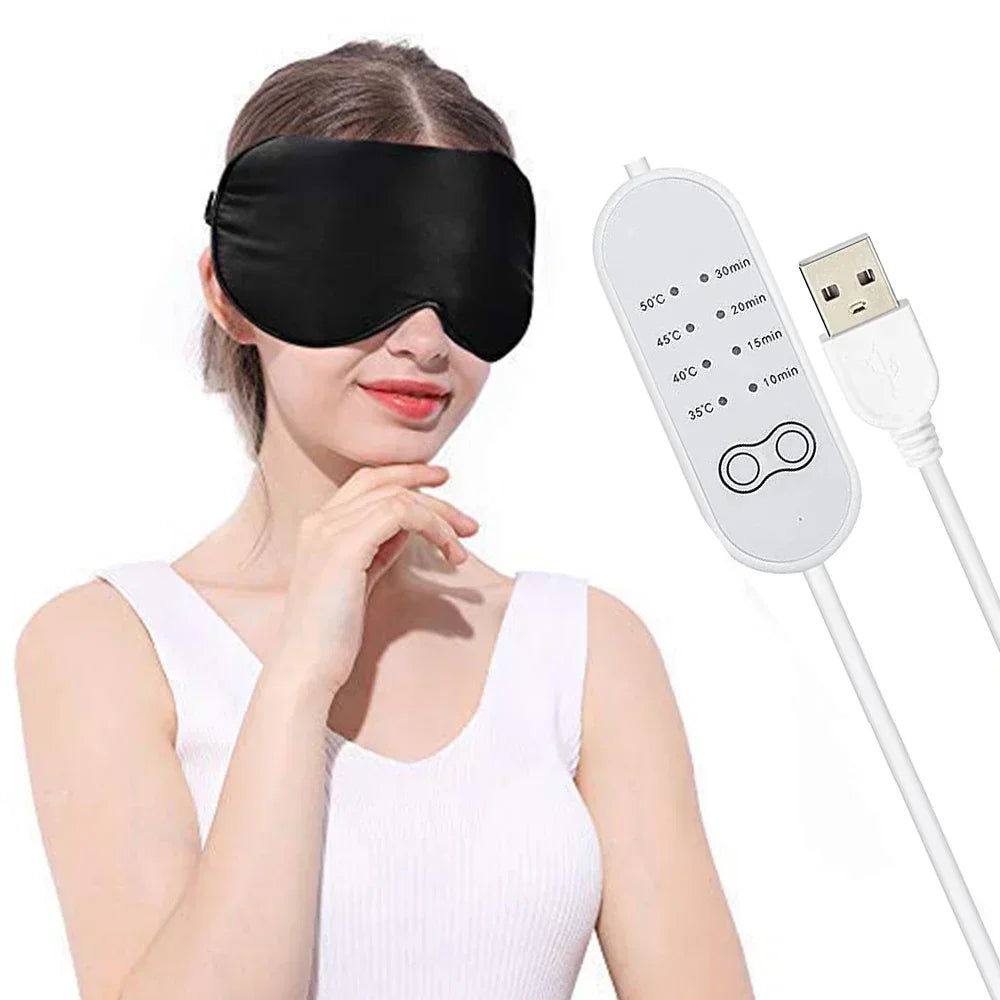 USB heated silk eye mask for relaxing nighttime eye care